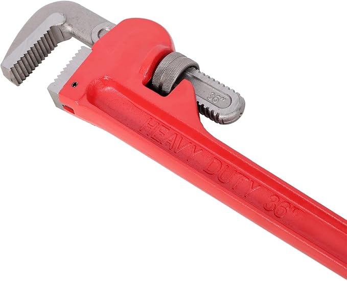 Pipe Wrench 36 Inch, Rigid Pipe Wrench Sets Steel Adjustable | Professional Heavy Duty Hangable Design for Plumbing, Home, Vehicle Repair (36" Red Wrench)