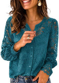 Zeagoo Long Sleeve Shirts for Women Lace Top Button Up Blouse Dressy Casual