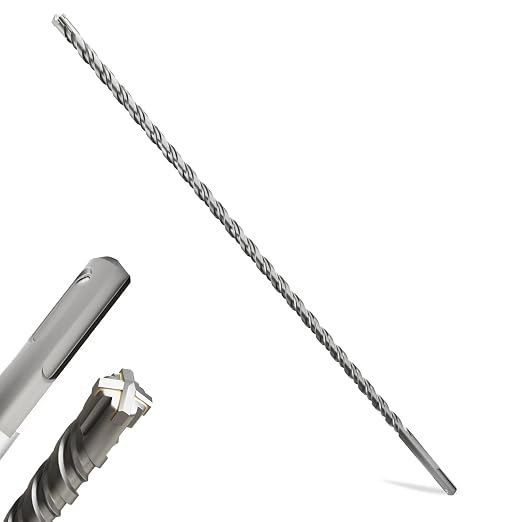 SDS Plus Rotary Hammer Drill Bits, (1/2"*24"-12.7mm*610mm) - 4 Carbide Cutting Edges, Ideal for Masonry| Heavy-Duty Masonry |Hammer Drill Bits for Precision Drilling