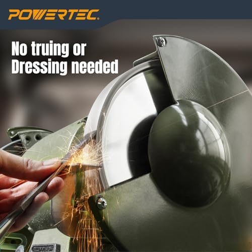 POWERTEC CBN Grinding Wheel 8 Inch 320 Grit, 1-1/2" Wide, 5/8" Arbor – Bench Grinder Sharpening Wheel for HSS Tools, Lathe Chisels, and Woodturning Tools (15705)