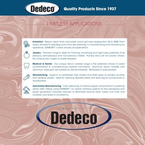 Dedeco Sunburst Radial Bristle Discs 12-Pack - 3" Curved - 3/8" Arbor - Brown 36 Grit (Ultra-Coarse) - Aluminum Oxide for Polishing & Finishing