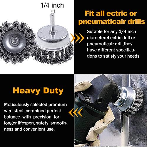 Rocaris 7Pcs Twist Knot Wire Wheel Brush for Drill for Rust Removal