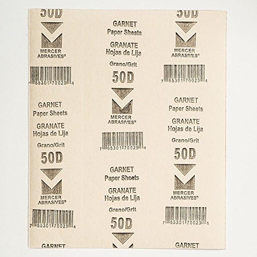 Mercer Industries 206050D - 9 x 11 Garnet Paper Sheets, Grit 50D (50 pack)