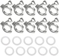 10PCS 1.5" 304 Stainless Steel Tri-clamp, Single Pin Heavy Duty Tri Clamp with Wing Nut Generic Ferrule TC with 10PCS Silicone Gasket (About 110g Each)