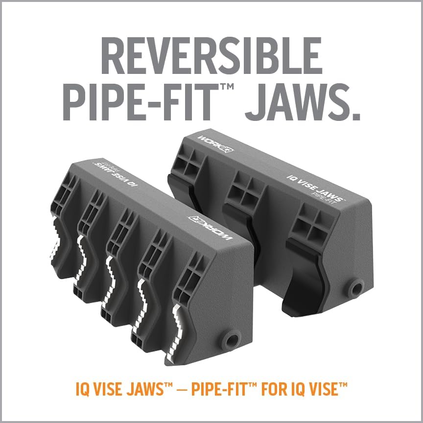 Work IQ Tools Pipe-Fit Vise Jaws | Double-Sided Jaws For Secure Grip | Upgraded Jaws for Securing PVC, Cast Iron, Copper or Aluminum Pipes and Tubes | Compatible with IQ Vise