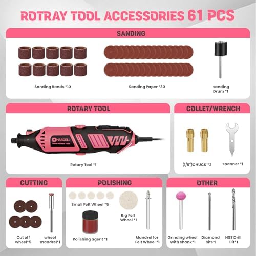 180W Corded Rotary Tool Kit, 8000-35000 RPM 61 Accessories for DIY