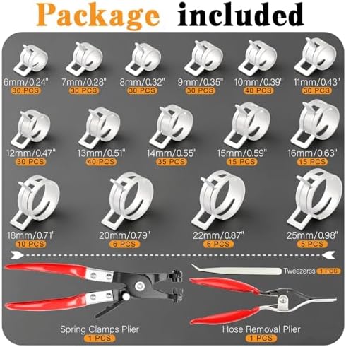 Spring Hose Clamps Kit with Plier & Hose Removal Tool,355Pcs