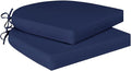 Cozyide Outdoor Chair Cushions, Waterproof Patio Seat Cushions with Adjustable Straps, Round Corner Patio Chair Cushions for Garden, Navy, 17x16x2 Inch (Pack of 2)