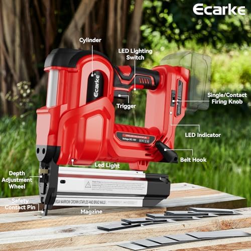 Ecarke 2" Electric Nail Gun Compatible with Milwaukee 18V Battery(Tool only),2 in 1 Cordless Brad Nailer Stapler with 1000 Nails,18 Gauge Nail Gun Battery Powered,2 Firing Modes for Trim Wood DIY