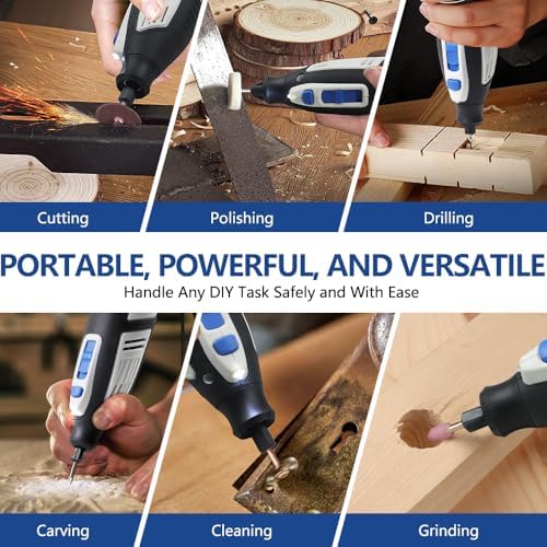 XPENG 12V mini Cordless Rotary Tool Kit, 6 Variable Speeds 5000-25000 RPM 2000mAh Fast-Charging 102 Pcs Accessories for Sanding, Polishing, Carving, Cutting, Drilling and DIY Crafts