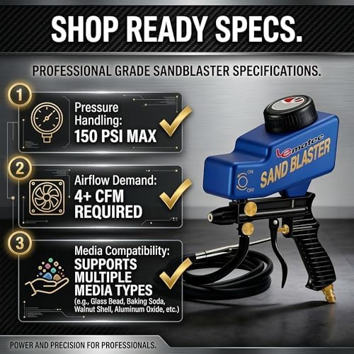 LE LEMATEC Sand Blaster Gun Kit for Air Compressor Rust Removal