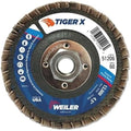 Weiler 51206 Tiger X Flap Disc, Ceramic and Zirconia Alumina, Angled, Phenolic Backing, 60 Grit, 4-1/2", 5/8"-11 UNC Nut (Pack of 10), Type 29 5/8"-11 Hub