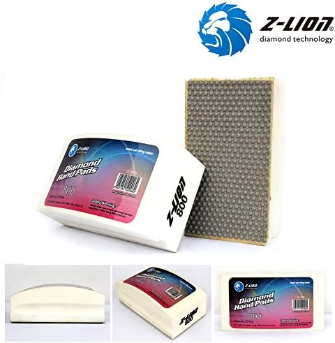 Z-Lion Resin Diamond Hand Sanding Pads for Stone Glass Ceramic Marble Granite,Set of 4 Pcs