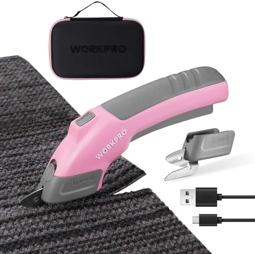 WORKPRO 4V Cordless Electric Scissors, 2 Blades, Rechargeable Power Shears