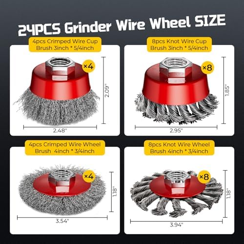4 inch Carbon Steel Crimped/Knotted Wire Wheel for Angle Grinder 24Pcs