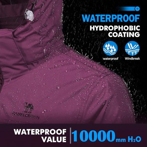 CAMEL CROWN Womens Waterproof Ski Jacket 3-in-1 Windbreaker Winter Coat Fleece Inner for Rain Snow Outdoor Hiking