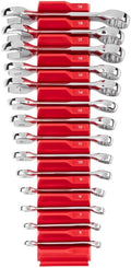 TEKTON Stubby Combination Wrench Set, 14-Piece | WCB95402 | (6 - 19 mm), Modular Organizers, Chrome Finish