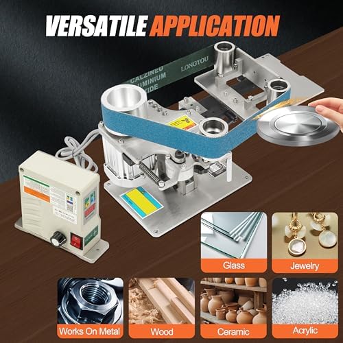 2 x 36 In Belt Grinder Knife Making 110V Desktop Belt Sander Variable Belt Grinders Knife Sharpener with 60/800 Grits Sanding Belts for Knife Making Grinding, Maximum Linear Speed of 78.74ft/s