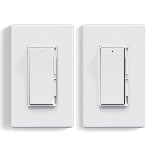 ELEGRP Dimmer Light Switch for 300W Dimmable LED/CFL Lights and 600W INC/HAL Bulbs, Single Pole/3-Way LED Slide Dimmer Light Switch, Wall Plate Included, UL Listed, 2 Pack, Matte White