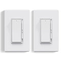 ELEGRP Dimmer Light Switch for 300W Dimmable LED/CFL Lights and 600W INC/HAL Bulbs, Single Pole/3-Way LED Slide Dimmer Light Switch, Wall Plate Included, UL Listed, 2 Pack, Matte White