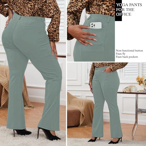 DGD Wrinkle-Free Stretch Dress Pants Plus Size for Women Pull-on Pant Ease into Comfort Office Pant