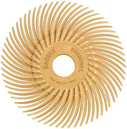 Dedeco Sunburst Radial Bristle Discs 12-Pack - 2" Curved - 3/8" Arbor - Peach 2500 Grit (Extra-Fine, 6 Micron) - Aluminum Oxide for Polishing & Finishing