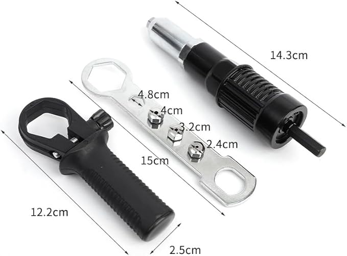 Professional Electric Rivet Gun Adapter Kit, Alloy Steel Riveter Gun Adapter Kit, Rivet Drill Tool with 4 Rivet Heads, for Cordless Screwdrivers and Drills,1pc