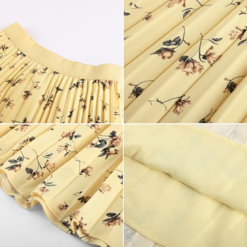 GRACE KARIN Pleated Midi Skirt for Women Chiffon A-Line Outfits