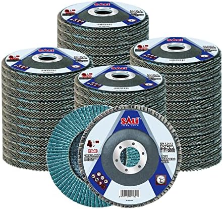 Sali 48 Pack Zirconia Flap Disc 40 Grit 4.5" x 7/8-Inch Sanding Disc Bevel Type #29 Premium and Industrial Grade Angle Grinder Grinding Wheel High Performance Edge Grinding
