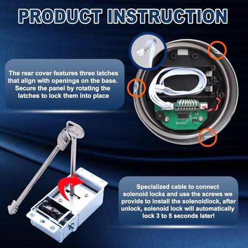 Gun Safe Lock Replacement Keypad with Solenoid Lock & 2 Override Keys