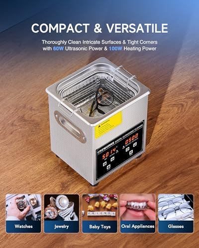 CREWORKS 2L Jewelry Cleaning Machine - 40kHz Digital Sonic Cleaner
