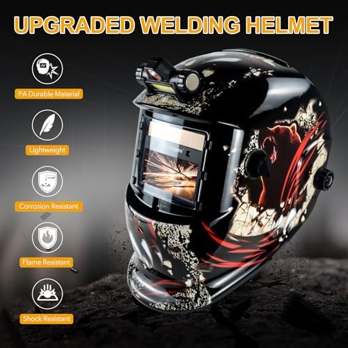 TRQWH Welding Helmet Auto Darkening Welding Hood with Welding Gloves