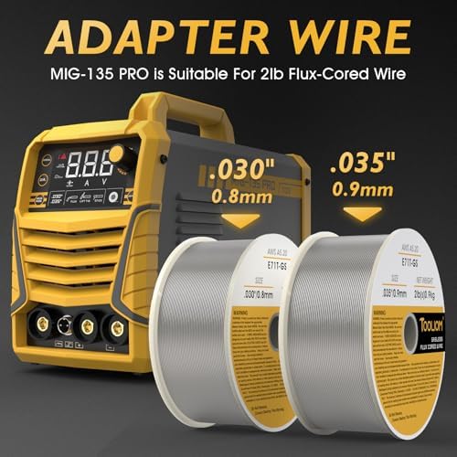 TOOLIOM 135A 110V Gasless Flux Core MIG Welder Kit with Wire and Gloves