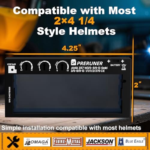 Flex Series Gold Shade 5-13 Auto Darkening Welding Lens 2" x 4 1/4", Adjustable Welding Lens with Sensitivity & Delay Control, Cool Blue View for Welding Hoods