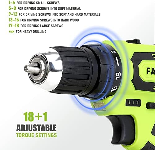 FASTPRO 20V Drill Set, Home Tool Kit with Tool Box,Green