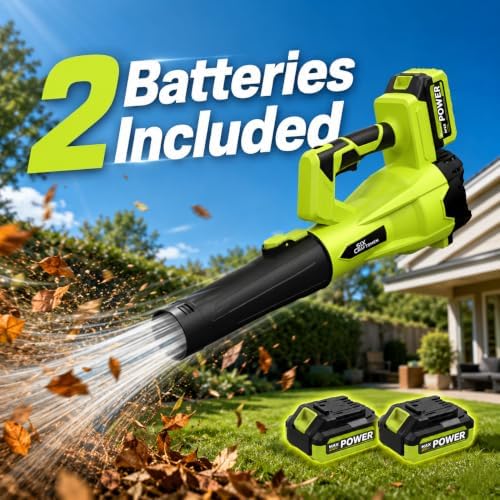 Cordless Leaf Blower, Lightweight Blower with 2x4.0Ah Batteries