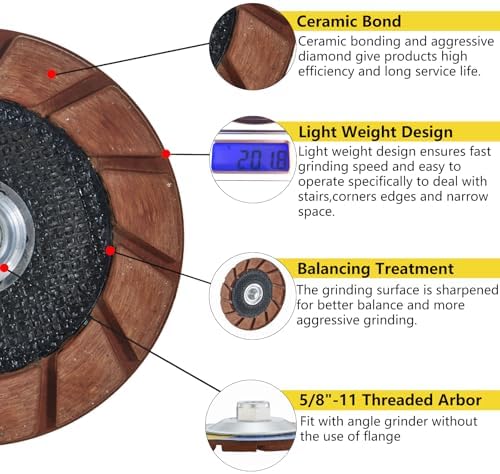 5" Ceramic Bond Diamond Cup Wheel for Concrete, 5/8-11, 30 Grit