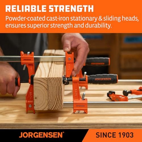 Jorgensen 30" Medium-Duty Steel Bar Clamp Set, 600 lbs Load Limit, 2-Pack
