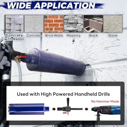 3" Pro Core Drill Bit with SDS Max Water Injection Adapter (1-1/4"-7 UNC),14" Depth Upgraded Welded Wet Core Bits for Concrete with Rebar, Brick, Masonry,Stucco,Mortar (Include Water Hose Kit)