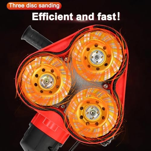 3-Head Electric Diamond Polisher Machine, 8" grinding diameters and 3pcs Diamond Grinding Wheels, 3800W Concrete Grinder for Polishing Stone Concrete Surface, Metal Descaling and Thinset Removing