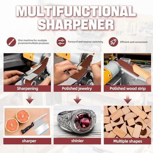 Mini Belt Sander, 7-Speed Knife Sharpener & Belt Grinder for Knife Making