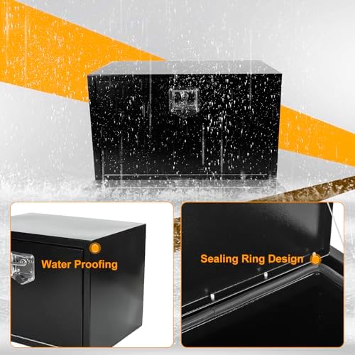 36 Inch Underbody Truck Box Steel Storage Tool Box,36 x 18 x 18 Tool Chest Organizer w/Lock and Keys For Pickup,Truck Bed, RV, Trailer,Heavy Duty Waterproof Black box