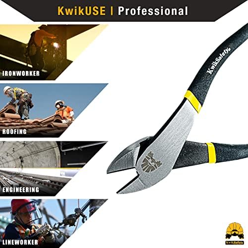 KwikSafety - Charlotte, NC - PINZA Ironworker Pliers Heavy Duty Diagonal Cutting Pliers Angled Head Steel Rebar Cut Aluminum Bi-Material Tempered Handles & Short Beveled Jaws Lineman Plier