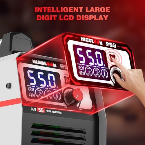 Plasma Cutter 55Amp Non Touch Pilot Arc Non-High Frequency,Non-Touch Dual Voltage 110V/220V Plasma Cutting Machine with LCD Screen IGBT Inverter 3/4'' Max Cut, Post Flow Mesh Cut 2T/4T