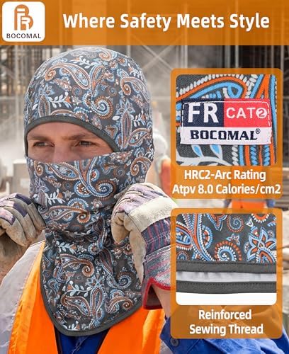 BOCOMAL FR Balaclava with Face Mask Flame Resistant 5.5oz Lightweight 100%C