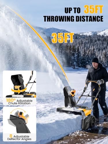 21" Cordless Snow Blower Compatible with DeWalt 20V Max Battery(Tool Only)