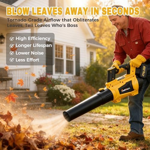 Leaf Blower Cordless - Cordless Handheld Leaf Blower with 21V 2 Rechargeable Batteries, Lightweight Electric Blower for Lawn, Yard, Garden, Patio, Leaves, Dust, Snow Cleaning, 750 CFM 260 MPH