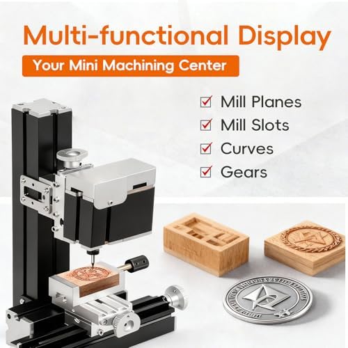 Mini Milling Machine, Electroplated Metal 36W 20000rpm 3-Axis 0.02mm Precision DIY Vertical Mill for Metal Wood Plastic Machining