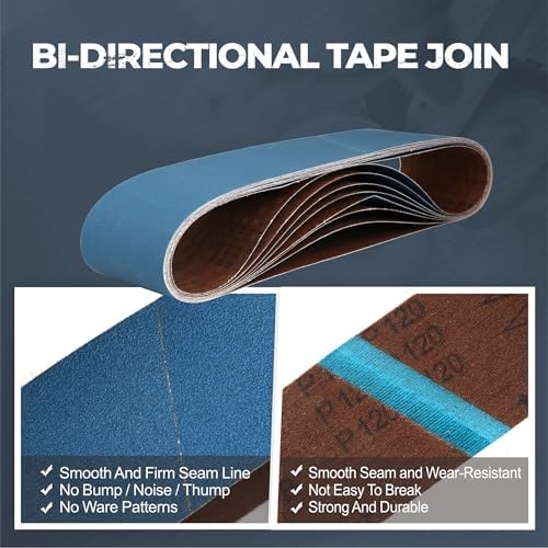 6 x 48 Inch Zirconia Sanding Belts, 8Pcs 2 Each of 40/60/80/120 Grits