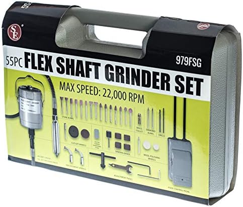 SE Flex Shaft Grinder, Powerful Rotary Tool Kit, Foot Pedal Control, Drilling, Polishing, Carving Multi-function Metalworking Tools, Set of 55 Pcs